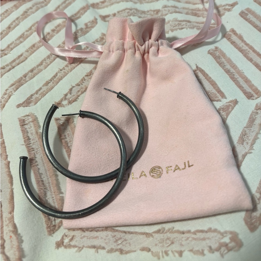 Sheila Fajl Gunmetal Hoops